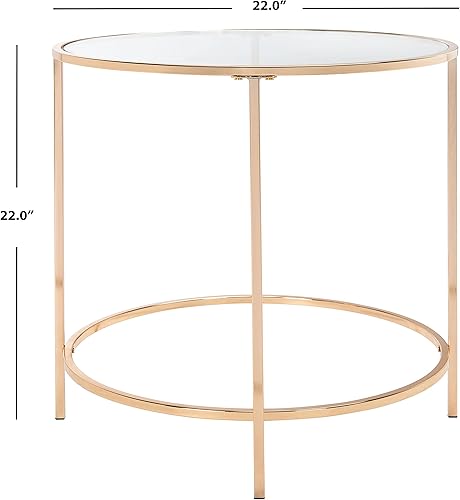 Miniatura 3 de SAFAVIEH Home Collection Kolby - Mesa auxiliar redonda de cristal con marco dorado pulido/cristal transparente