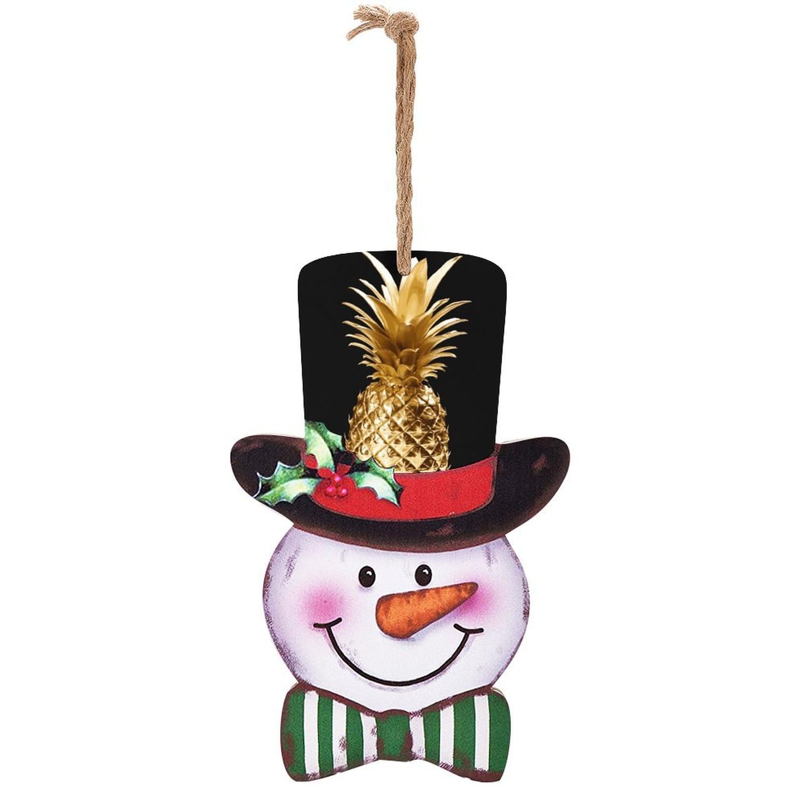 Gold Pineapple Snowman Decor Christmas Snowmans Hanging Decors Wooden Exquisite Holiday Decoration Sign for Home Window Wall Farmhouse Indoor Outdoo