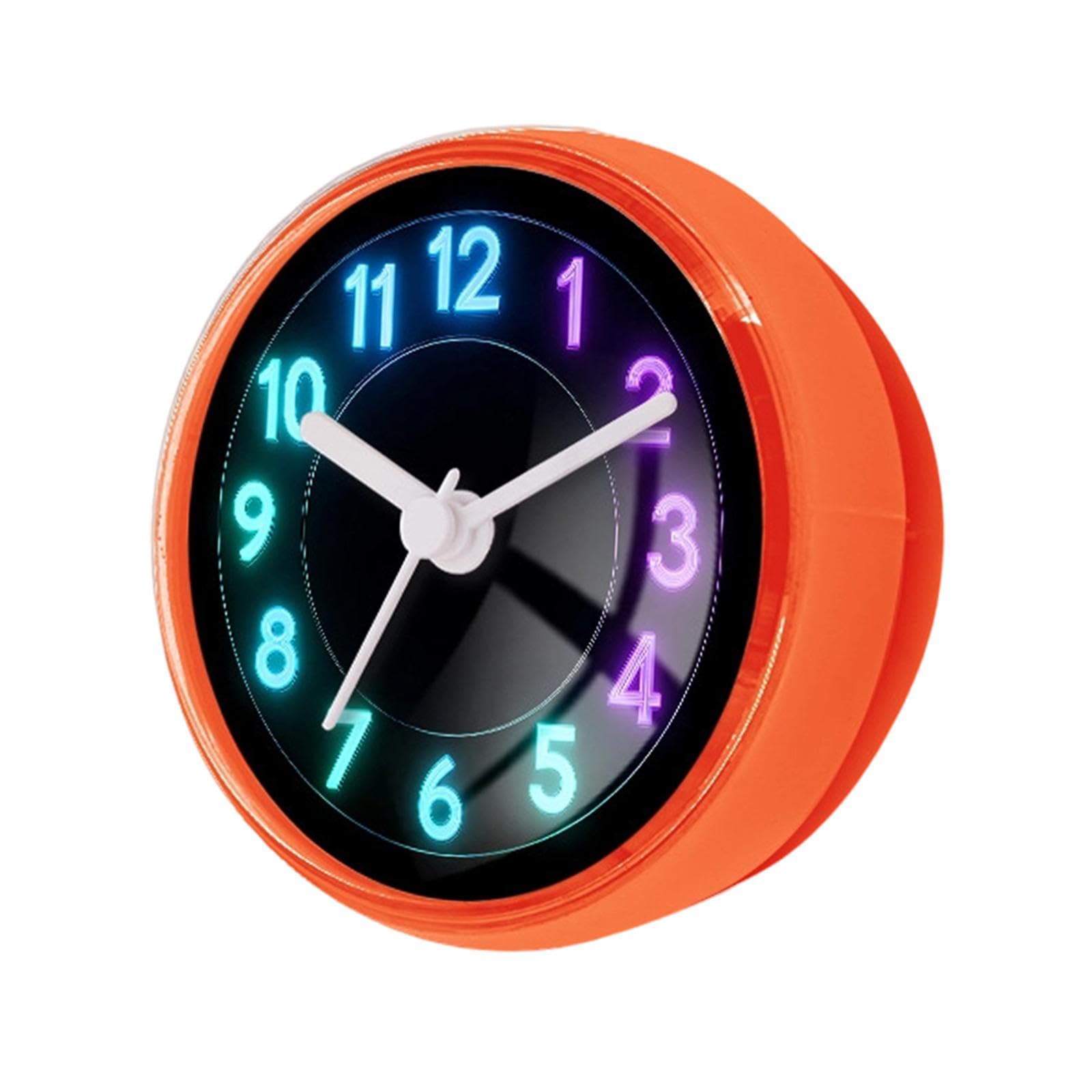 Horloge murale étanche ventouse orange pour cuisine et salle de bain en PVC