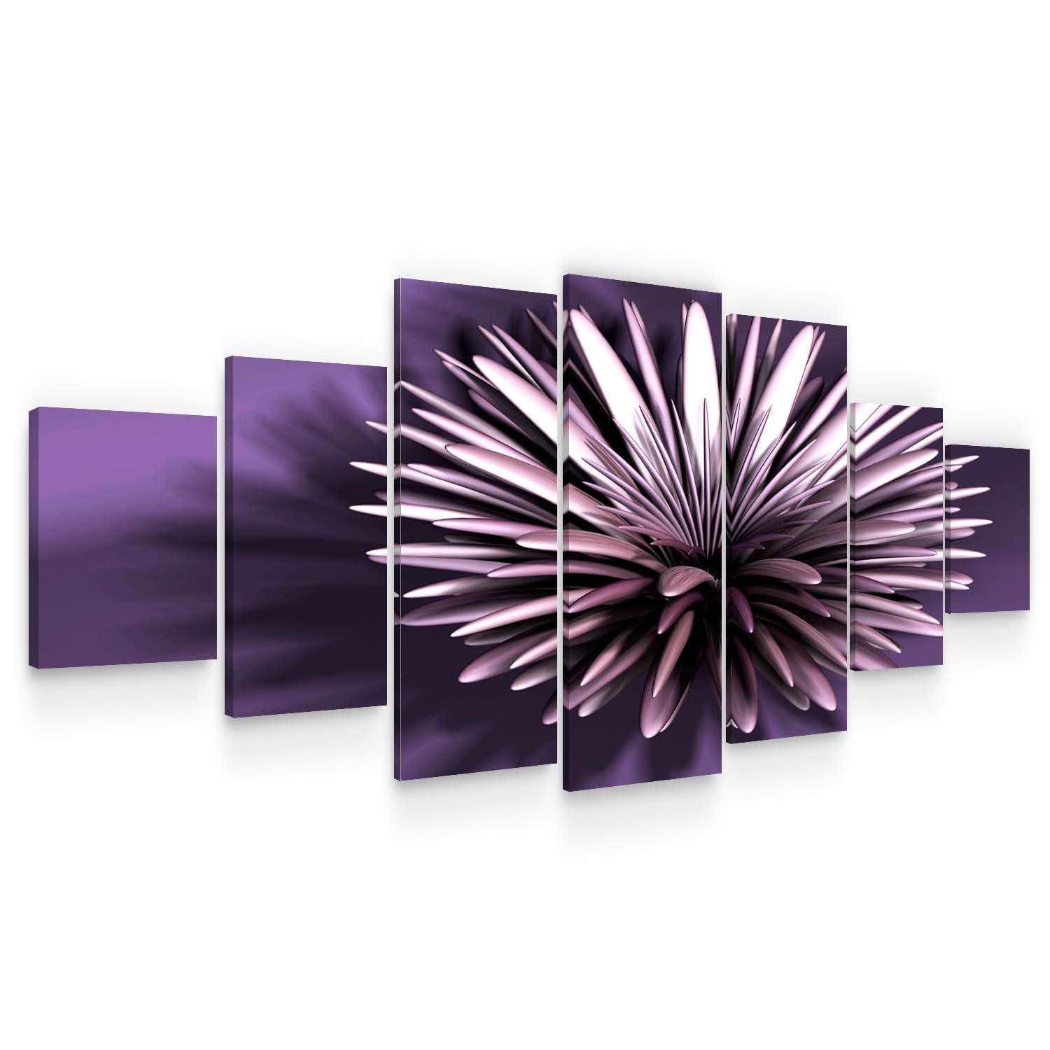 StartonightHuge Canvas Wall Art Abstract Purple Flower - Large Framed Set of 7 40" x 95"