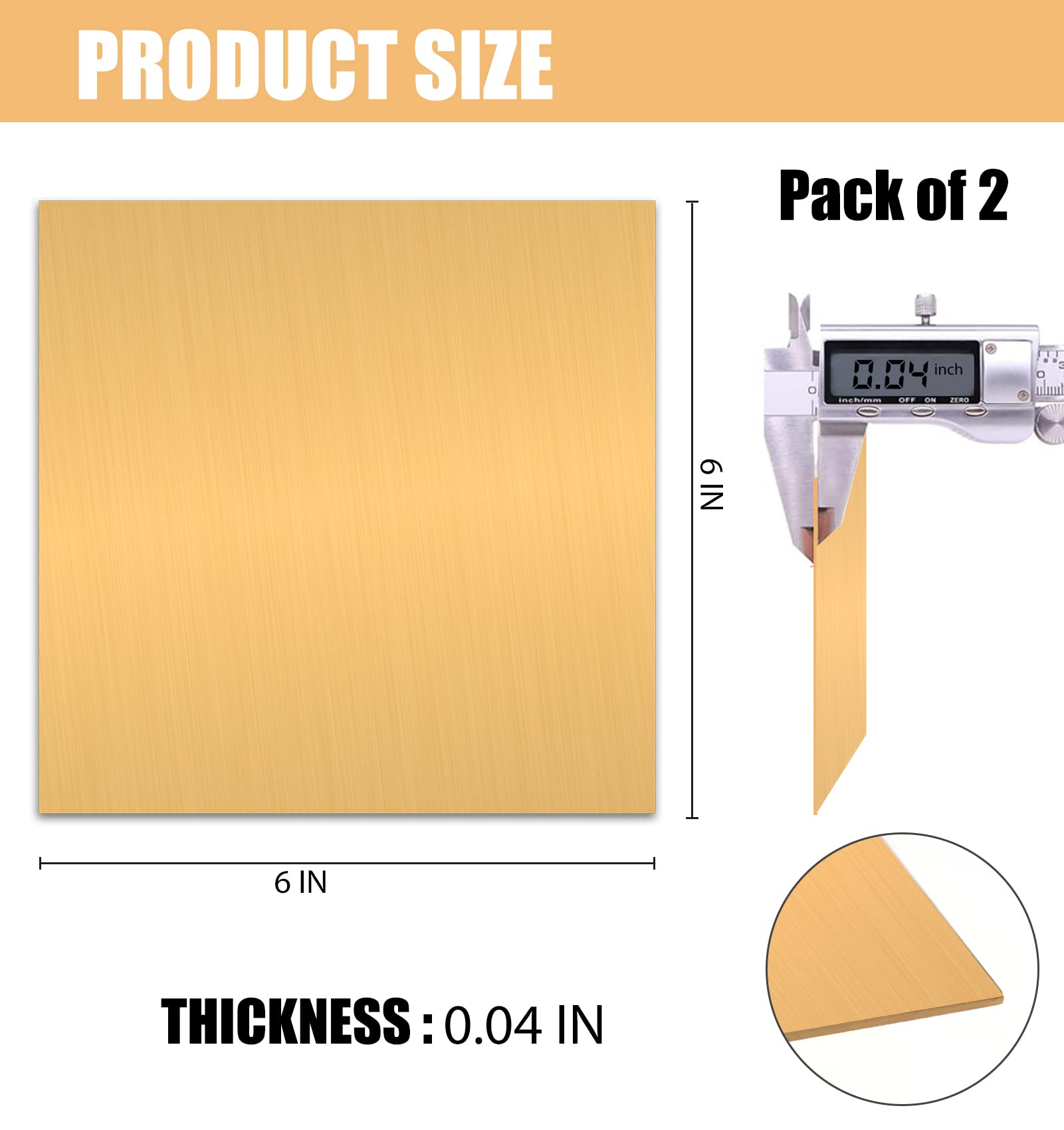 Brass Sheet Metal - 6" x 6" (18 Gauge) -2
