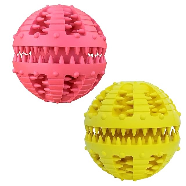 2 Pcs Pelota Denta de Caucho Natural para Perros y Gatos,Pelota de Juguete Para Perros,Limpieza…