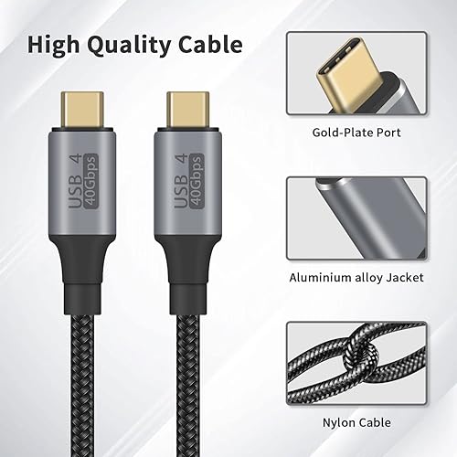 Miniatura 6 de Duttek Cable Thunderbolt 3 de 1 pie19.7 in, cable USB4 de 40 Gbps compatible con 100 W PD carga rápida 8K 60Hz video compatible con Thunderbolt 4 y