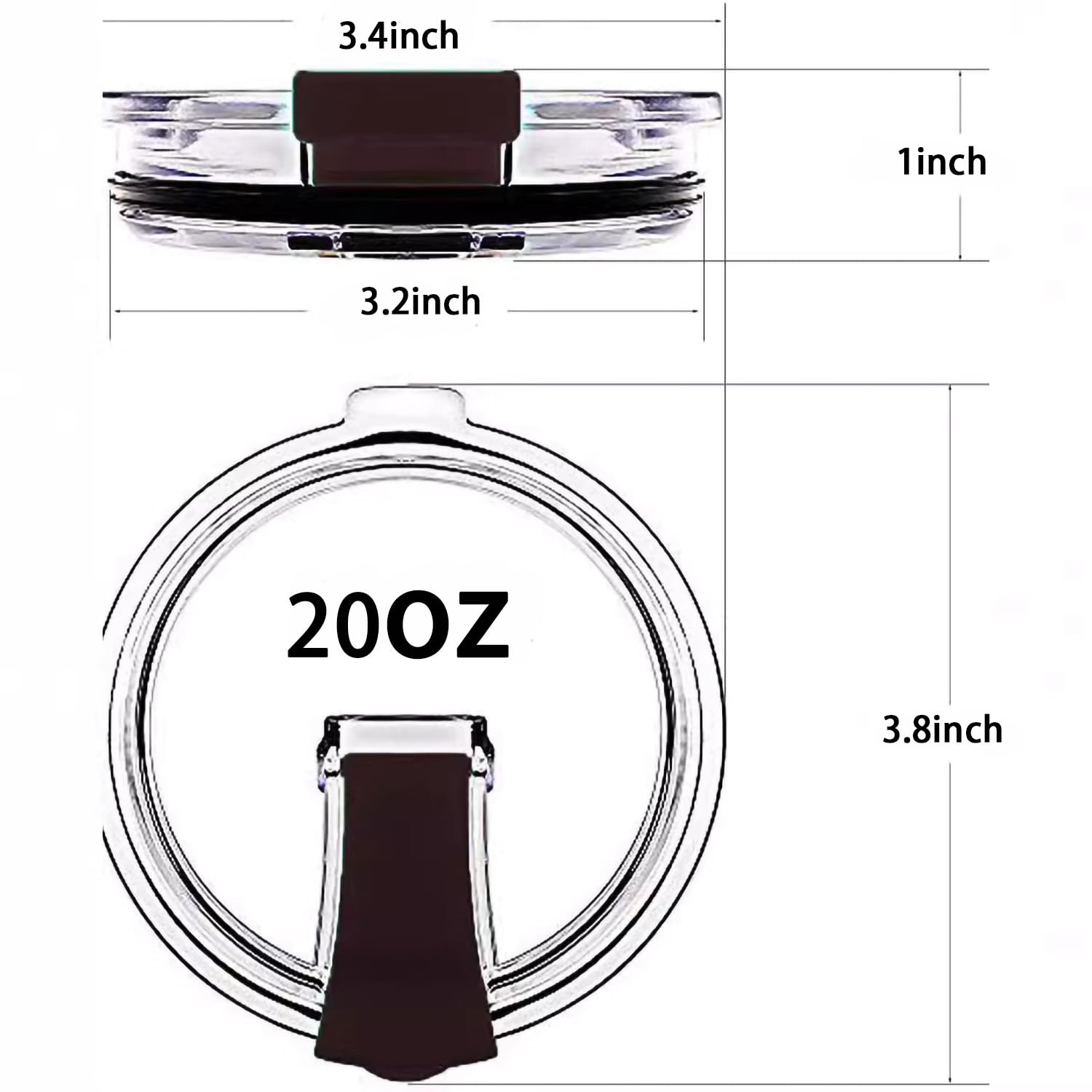 2 Pcs Black 20 oz Tumbler Lids, Cup Lids Tumbler Lid Replacement Spill Proof Splash Resistant Lids Fit for 20 oz