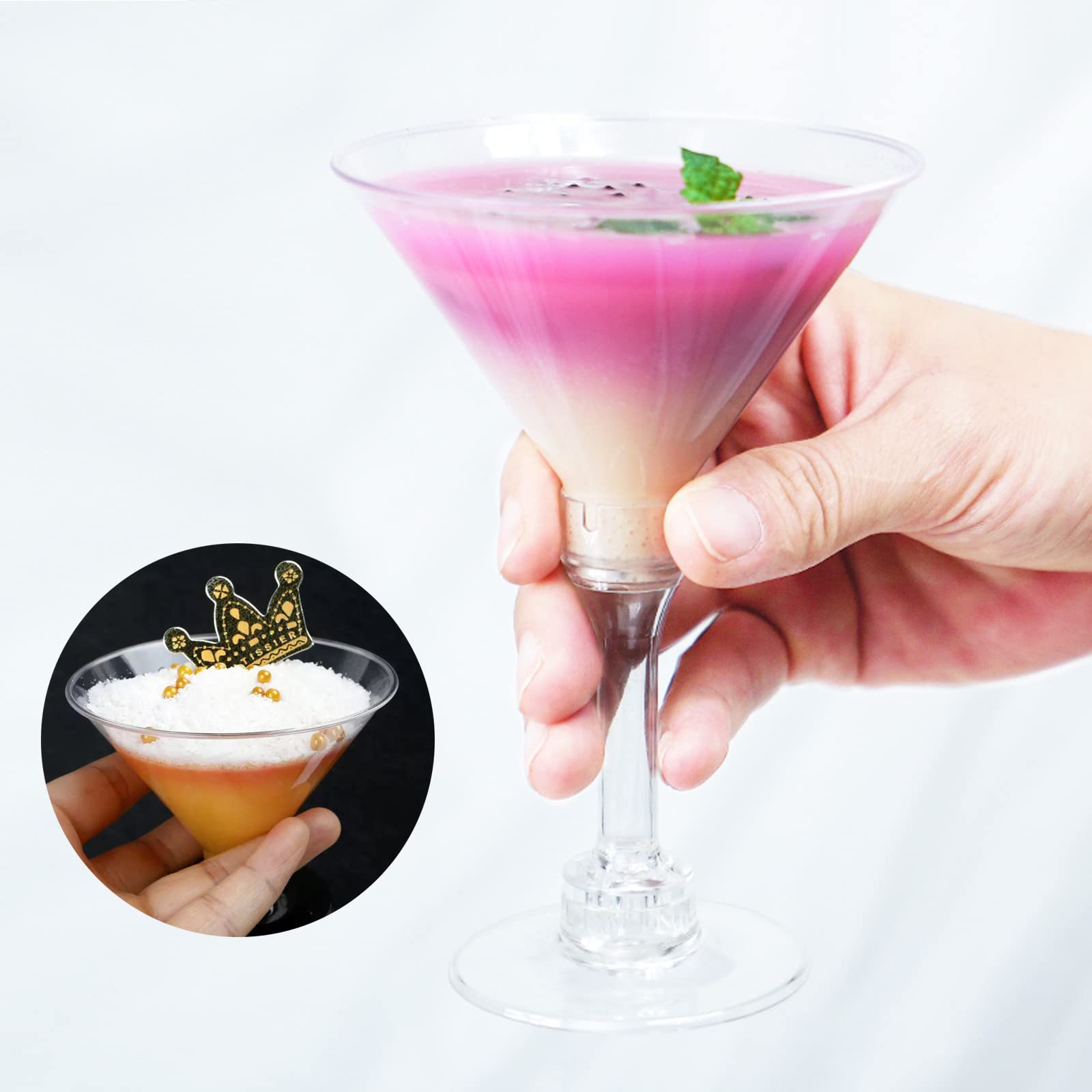 Lot De 50 Verres à Martini En Plastique - 150 Ml, Réutilisables, Pour Fêtes, Mariages, Anniversaires, Noël
