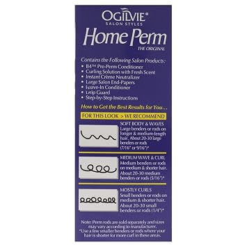 Ogilvie Salon Styles Home Perm The Original for Men & Women - For Color Treated, Thin, Delicate Hair - Lasting Smooth Curls & Waves Before & After Conditioners with Drip Guard- 1 Application Treatment
