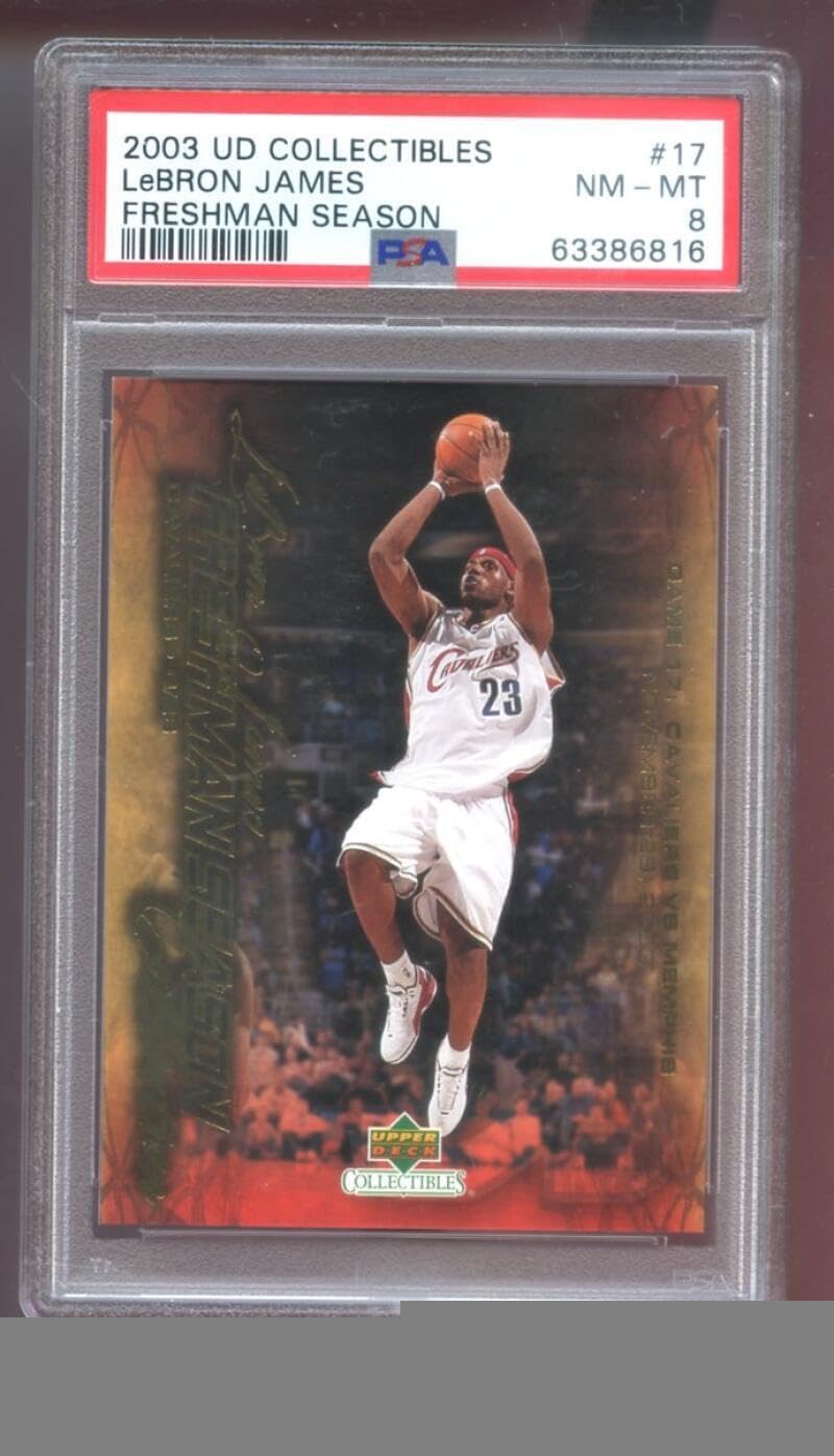 2003-04 UD Upper Deck #17 Lebron James Freshman Season ROOKIE PSA 8 Graded Card - Basketball Slabbed Rookie Cards