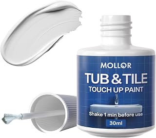 Tub and Tile Paint, Semi-Gloss White Touch Up Paint Pen for Scratches, Chips, Spots, Cracks on Bathtub, Porcelain, Enamel and Toilets,1.5 Fl Oz(White)