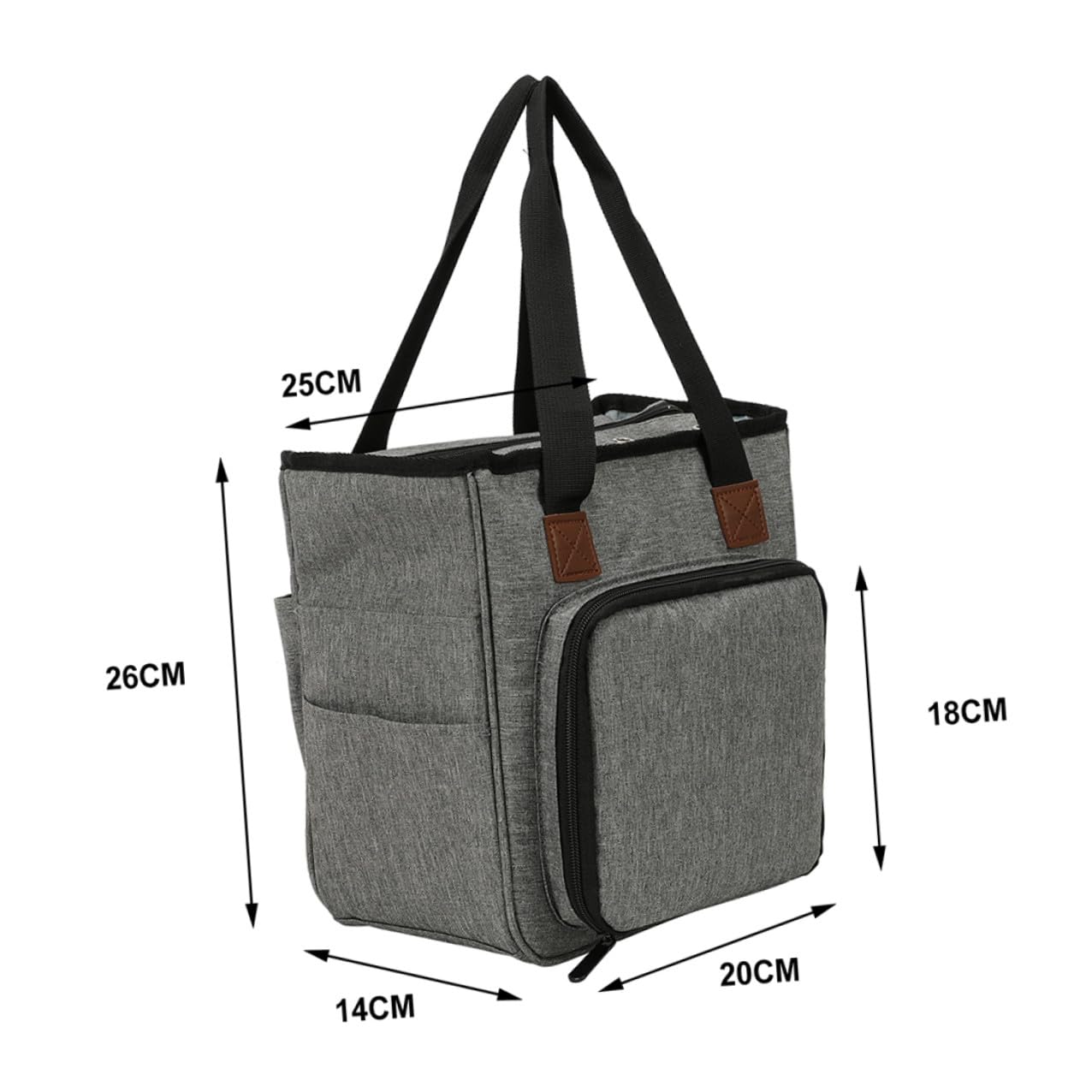 LIFKOME Modische Wollgarn Aufbewahrungstasche Grau Großer Organizer mit Mehreren Fächern Schultertasche für Strick und Häkelzubehör Praktischer Heimwerkerbedarf Organizer