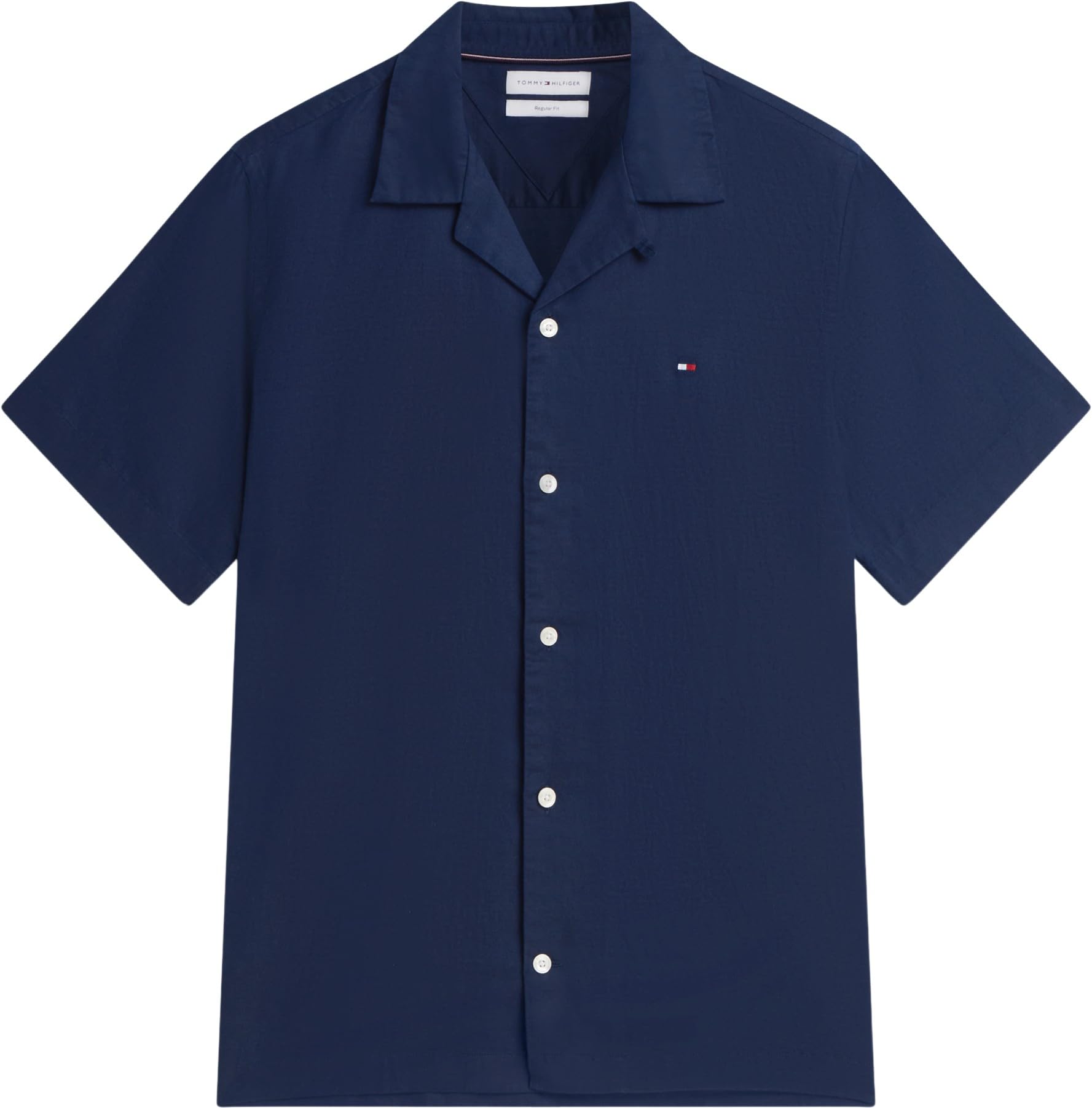 Tommy Hilfiger Linen Blend Solid SS RF Sht Mw0mw44266 Camisa S/S Hombre (Pack de 1)
