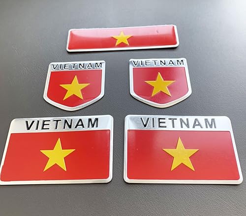 Miniatura 3 de 5 calcomanías de metal con la bandera vietnamita de Vietnam VN para automóvil, camiones, SUV, barcos, parachoques, ventanas, guardabarros, insignias