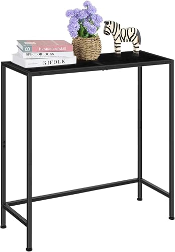 smusei Mesa consola estrecha para entrada de 31.5 pulgadas, mesa detrás del sofá, para pasillo, entrada, madera y metal, mesa de sofá estrecha para
