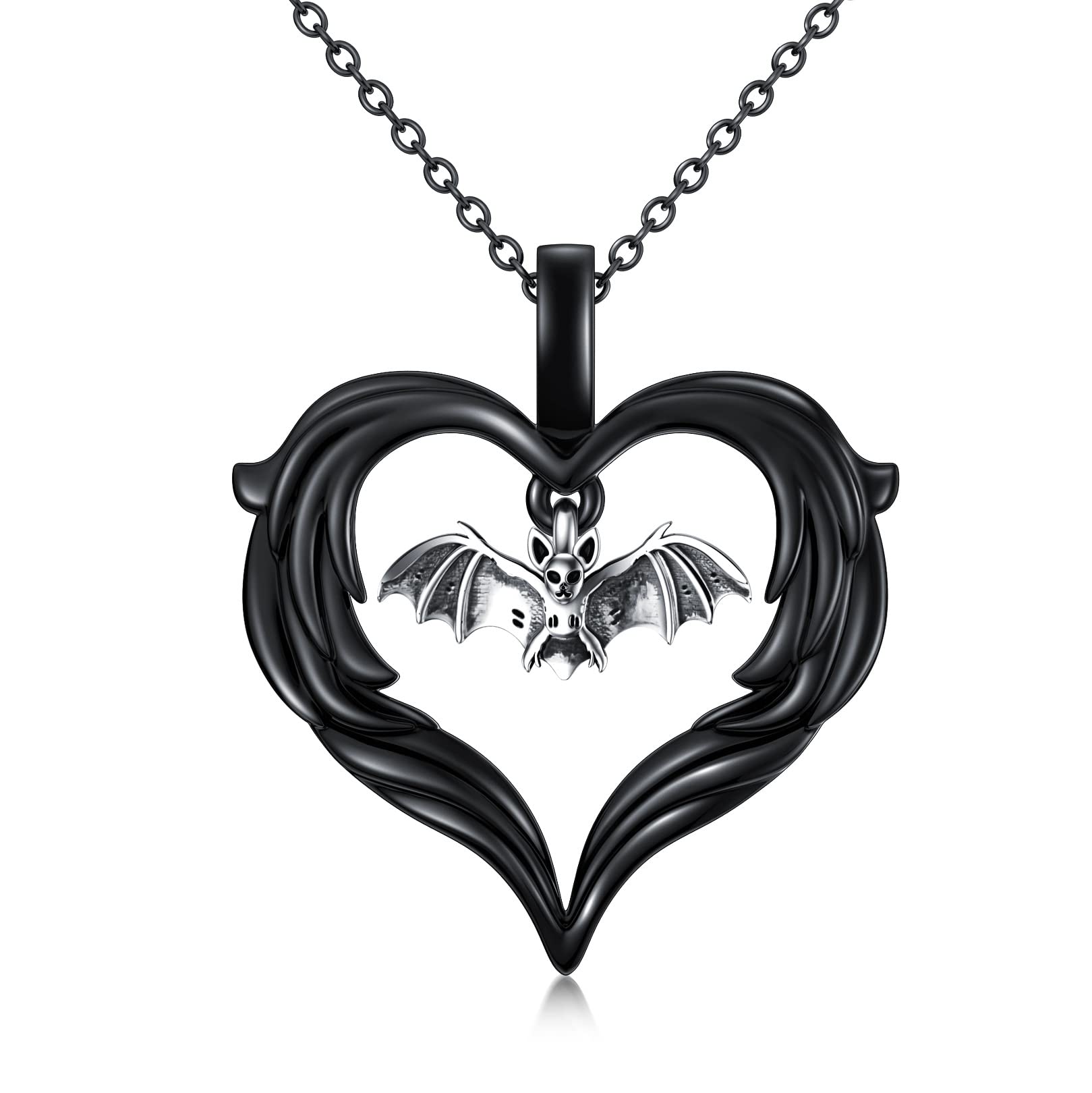 Totenkopf Kette 925 Sterling Silber Kürbis/Fledermaus/Spinne/Hexe Knoten Schwarze Halloween Halskette Schädel Schwarz Kette Gothic Totenkopf Anhänger Halloween Schmuck Geschenke für Frauen