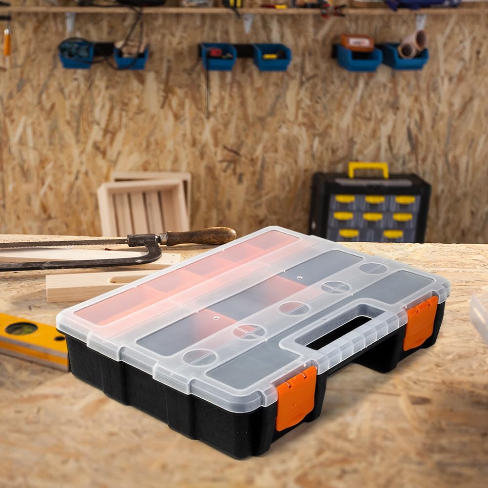 Caja organizadora de tornillos | Estuche de herramientas portátil impermeable | Caja de compartimentos para tornillos, tuercas, clavos y herramientas | Almacenamiento de aparejos de piezas pequeñas de