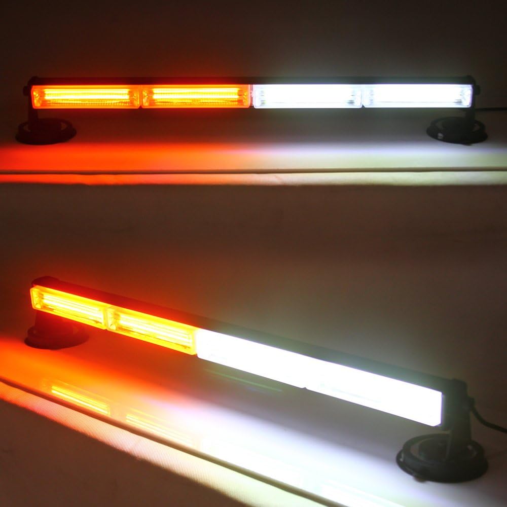 23" Amber White 40W Watts COB LED Emergency Alert Hazard Warning Security Strobe Slim Light Bar Rooftop Suction Magnet Super Bright Tow Truck Trailer Signal Flashing Low Profile Law Enforcement