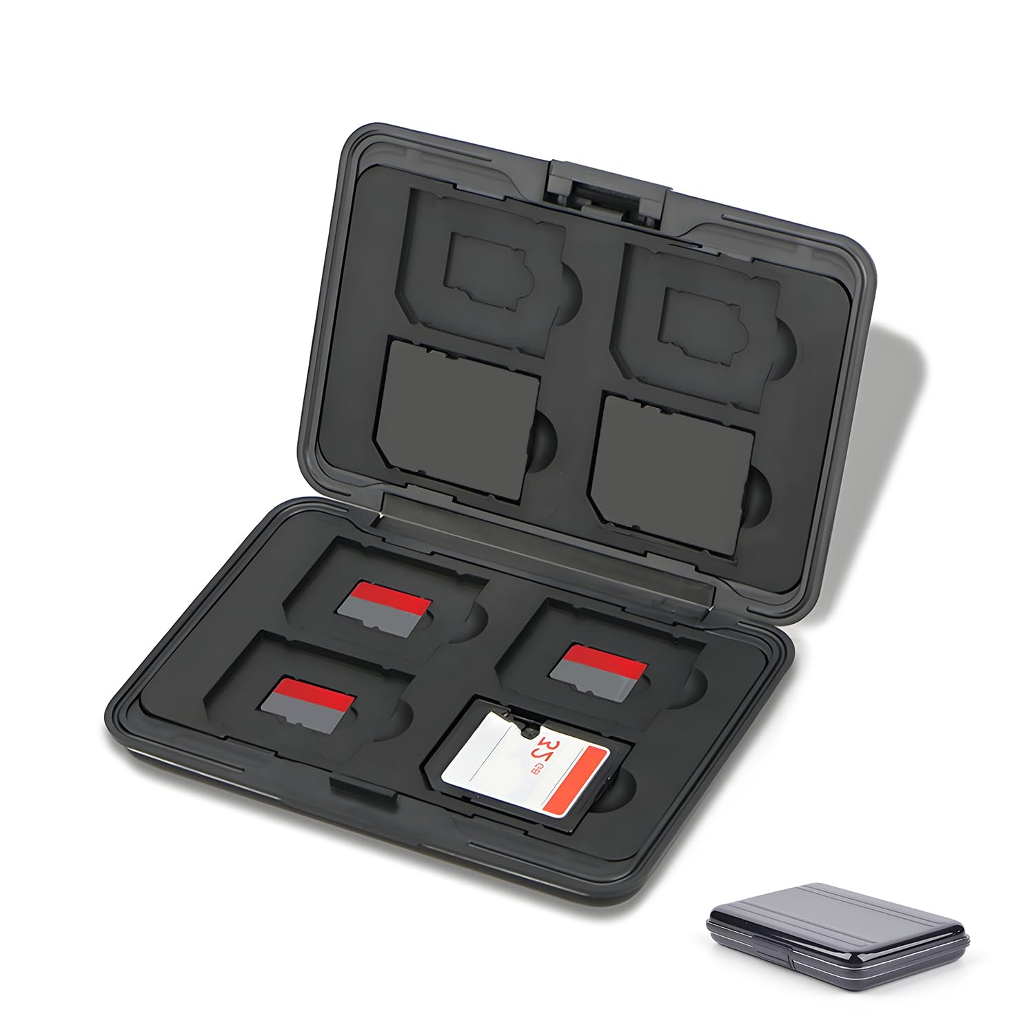 Jaimela 16 Slots Memory Card Case, for 8 Micro SD SDXC SDHC + 8 SD SDXC SDHC, Waterproof Shock Resistant (Black)