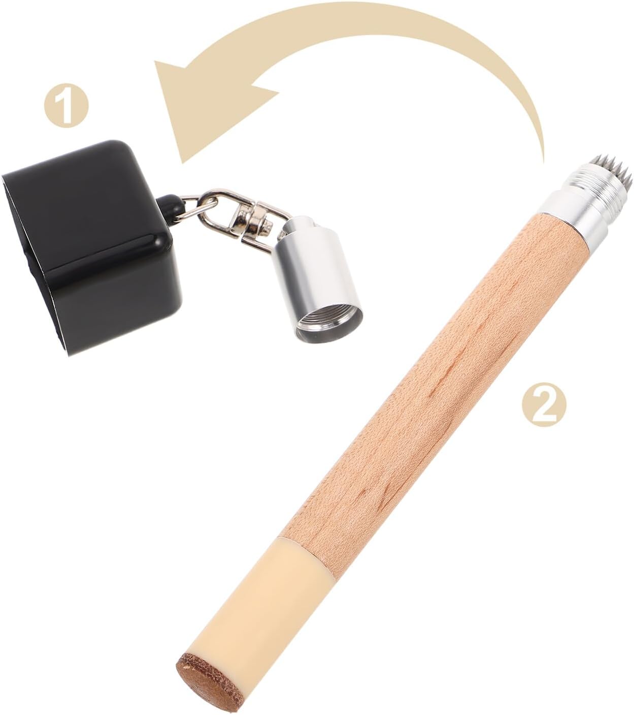 Baluue 2pcs Snooker Tip Pricker and Portable Chalk Holder Set Wood Material Billiard Cue Tip Shaper Kit for Professional Pool and Snooker Players Repair Accessory for Cue Maintenance