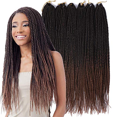 6Packs 14" 18" 24" Senegalese Twist Crochet Hair Braids Small Havana Mambo Twist Crochet Braiding Hair 2S Senegalese Twists Hairstyles For Black Women 30strands/pack 24 colors (24 inches, T1B/30)
