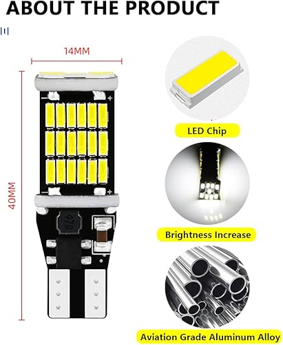 Miniatura 2 de Poktlife 5 luces LED de marcha atrás superbrillantes 921, alta potencia, 45SMD-4014 chipsets, más recientes 921 912 906 W16W T15 bombillas de coche
