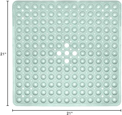 Miniatura 9 de ENKOSI Tapete de ducha cuadrado antideslizante, 21 x 21 pulgadas, tapete de ducha antideslizante con ventosas y agujeros de drenaje, tapete de ducha