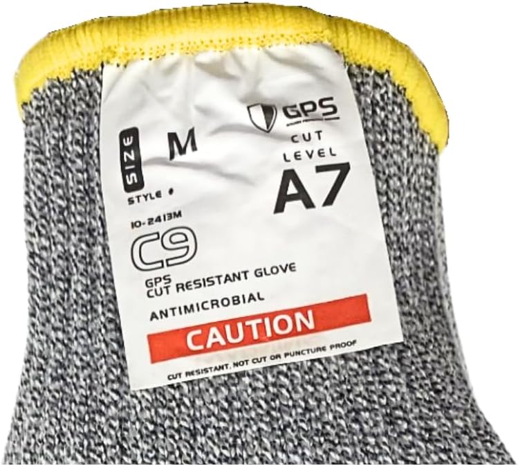 C9 Grey Cut Resistant Glove, 10 Gauge, ANSI Cut Level 7, Sizes XXS-XXL, Sold by Pair