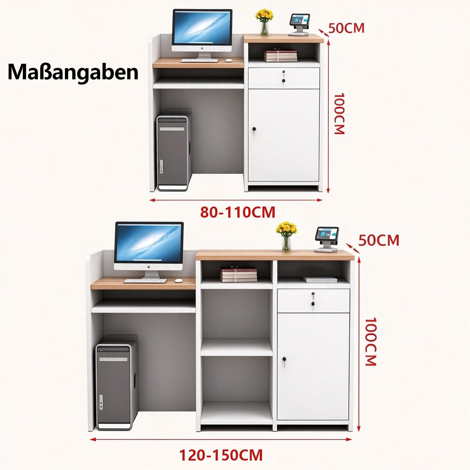 Kassentheke Verkaufstheke Empfangstresen 80 x 50 x 100 cm Sichtschutz