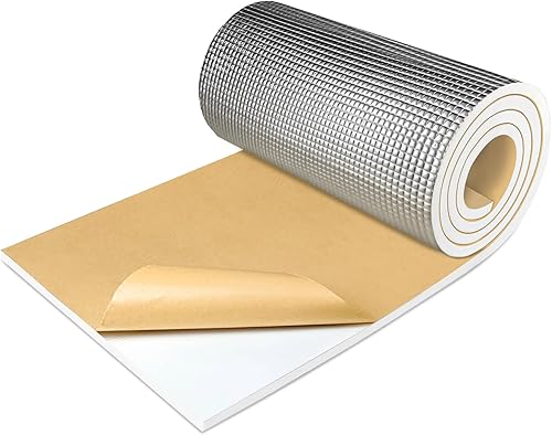 TroyStudio Espuma de celda cerrada PEF a prueba de sonido con papel de aluminio, autoadhesiva de 13 x 78 pulgadas, lámina de espuma blanca con