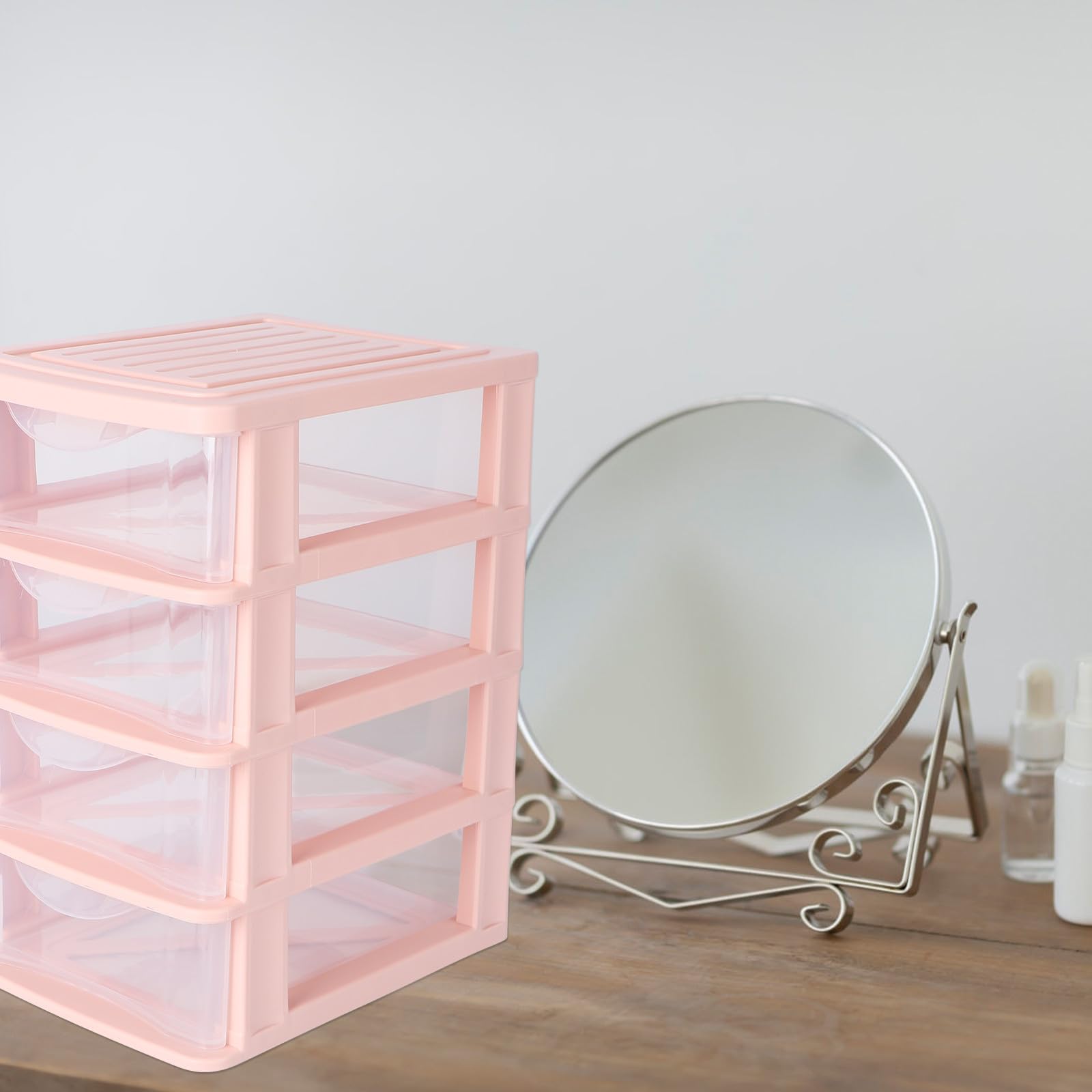 Organizer Cosmetici Trasparente Da Scrivania 4 Cassetti in Plastica Pp, Scatola Portaoggetti Salvaspazio Per Trucco e Accessori, Mobiletto Organizzatore Multifunzionale Per Casa e Ufficio
