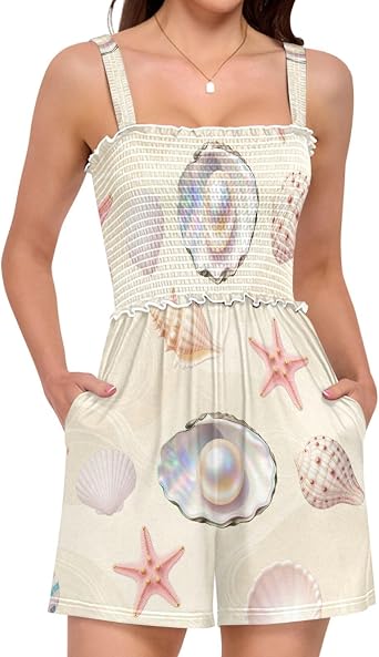 Womens Casual Romper Shorts Square Neck