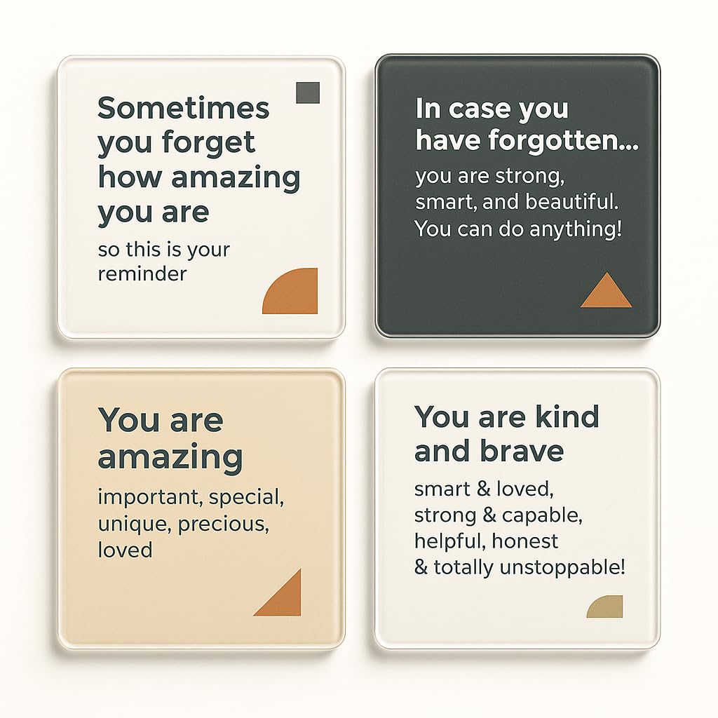 The Plum Penguin Elevate Essence Acrylic Coaster Set Of 4 With Motivational Quotes Gift For Friend - Inspirational Home Decor For Office And Living Room