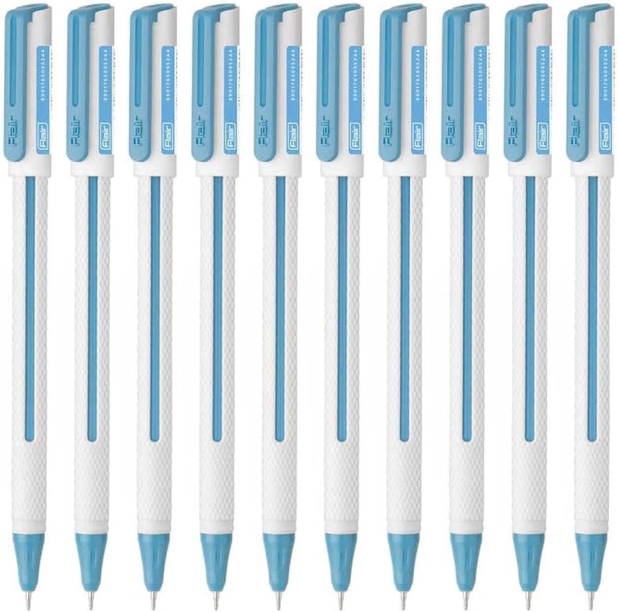 FLAIR Yolo NXT Waterproof Gel Ink Pen | Attractive Body Color & Design with Stylish Pocketable Clip | Smudge Free & Non-Stop Writing | Blue Ink, Pack Of 10