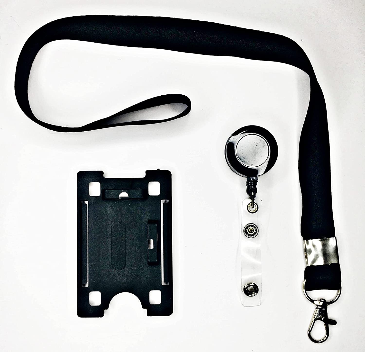 Dey 's Stationery Store Black id Card Badge Holder with Round yoyo Reel and Lanyard Combo (Set of 1) (10)