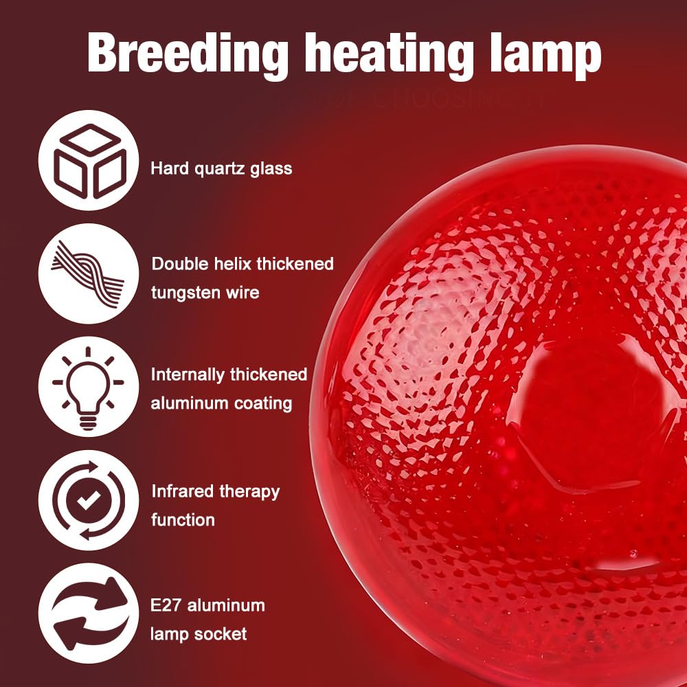 Foreverup Bombilla de calor infrarroja, 250 W, bombilla de calefacción para reptiles, lámparas de calor rojas infrarrojas para cachorros, pollitos, gatos, cerdos, luz de calor roja para reptiles