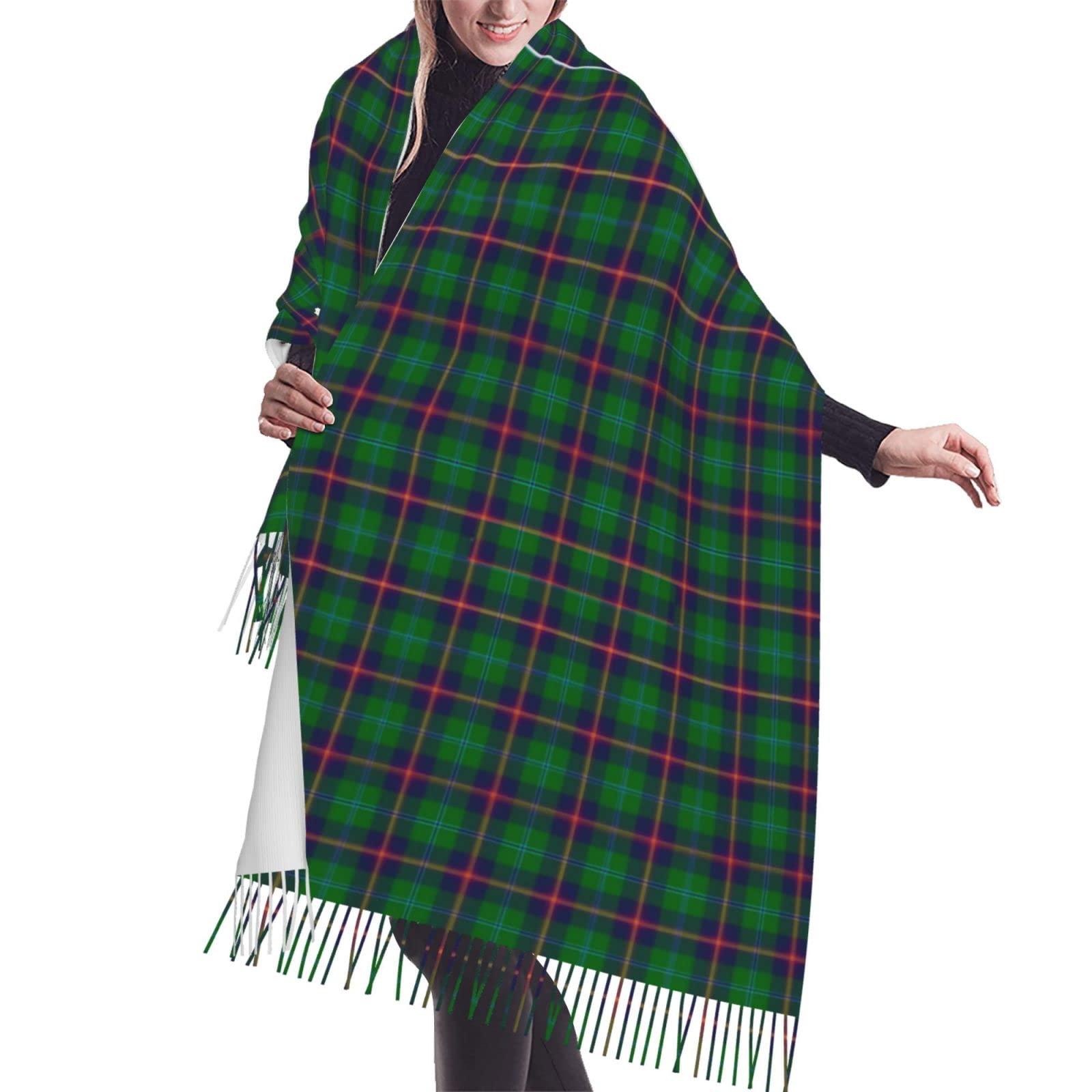 Iubbki Unisex As Pic Clan Young Tartan Cashmere Fringe Scarf Autumn And Winter Silk Scarves Are The Most Soft And Comfortable.