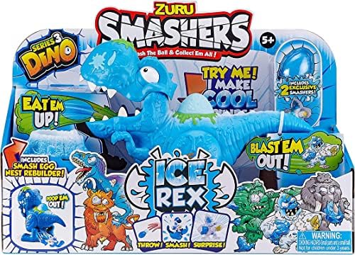 ZURU Ice Age Dino Playset Series 3 T-Rex Toy Set with Accessories, Tyrannosaurus Rex Collectible Toy for Boys Kids Gift Set, Cyan