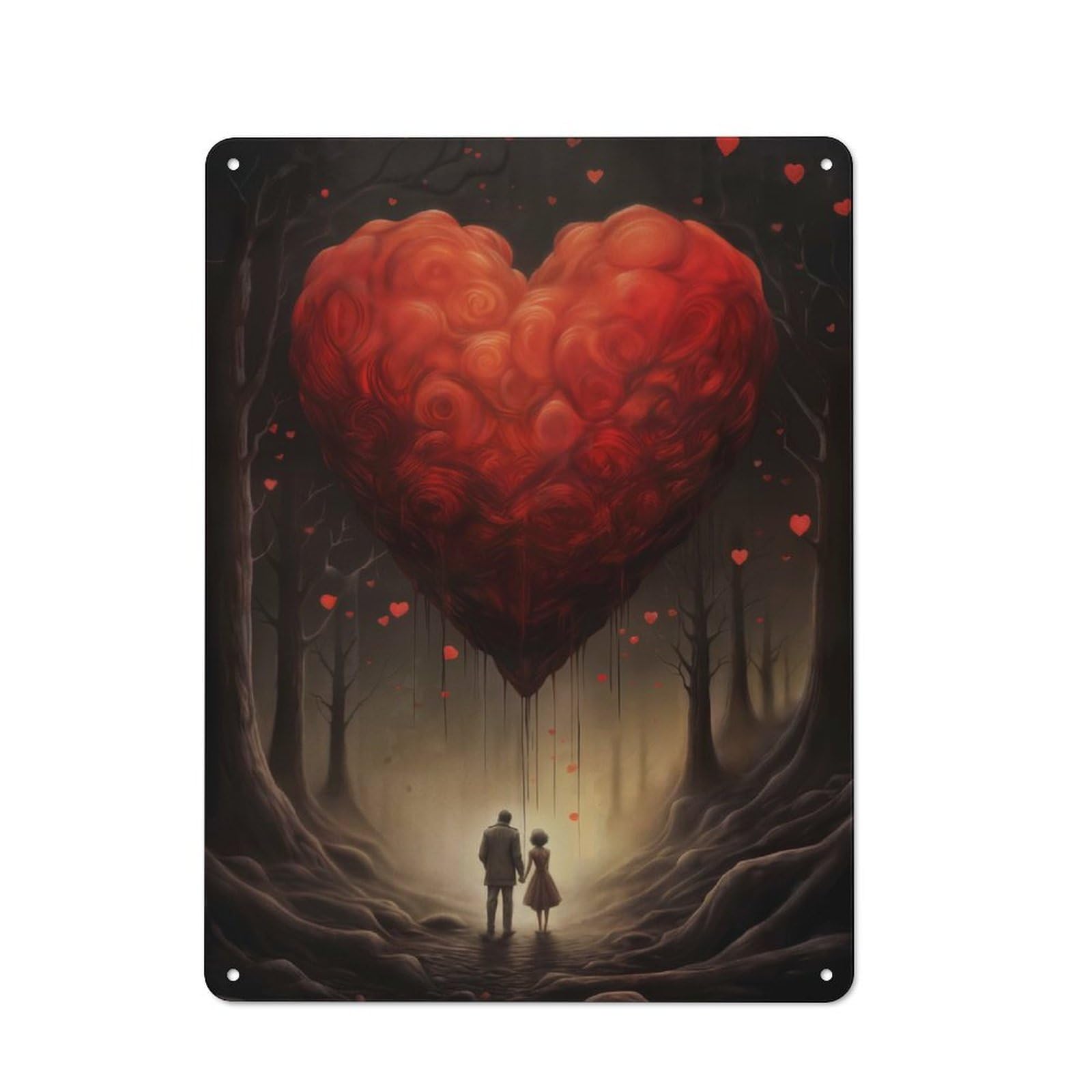 Classic Heart in The Forest Tin Sign 40x30cm, Classic Pub Decor for Cafe, Pub, Workshop Or Home Bar, Small Accent for Blank Walls