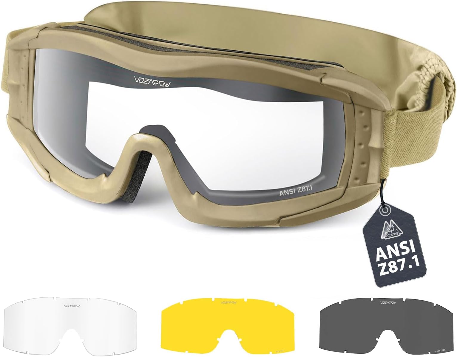 Airsoft Goggles Anti Fog with ANSI Z87.1 Certified, Safety Goggles Impact Resistant, Tactical Shooting Glasses
