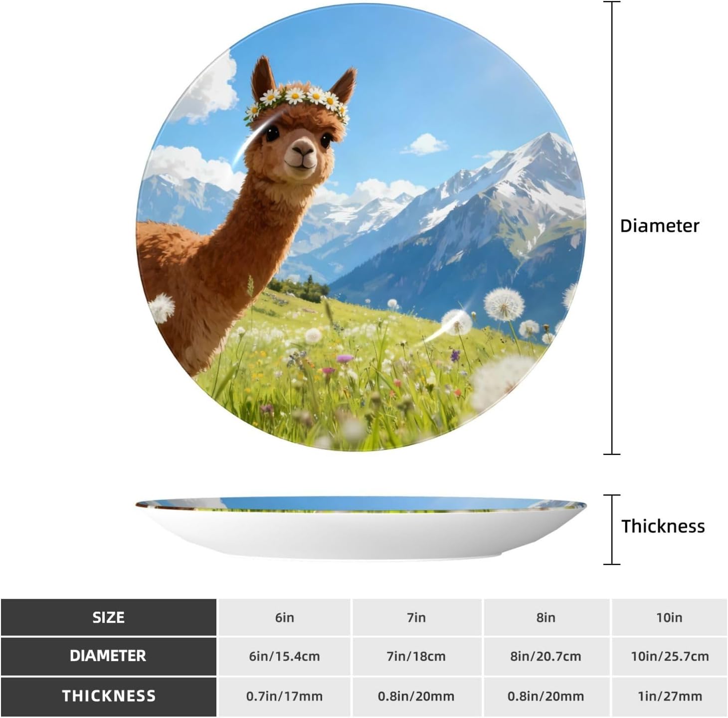 Grassland Animals Style Ceramic Plate Display Decorative Plate With Stand Wall Hanging Plate For Home Decor 10 Inch