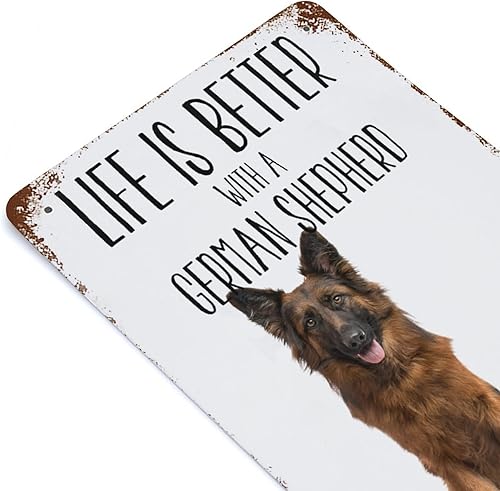 Miniatura 6 de Cartel de hojalata para perro, la vida es mejor con un pastor alemán, cartel de hojalata de pared para el hogar, calle, bares, restaurantes,