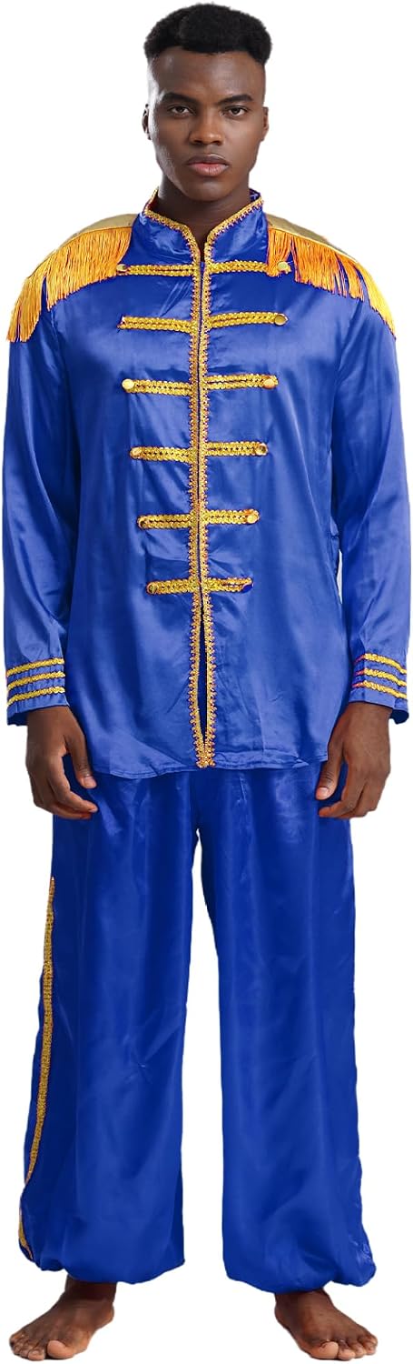 Linjinx Mens Hippie Music Star 1960s Halloween Xmas SGT Sergeant Pepper Jacket with Pants for Adults Costume