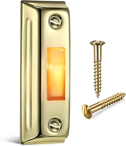 Miniatura 10 de Dreyoo Botón de timbre de puerta de metal, botón de timbre de puerta con cable de metal resistente con luz LED montada en la pared, botones de