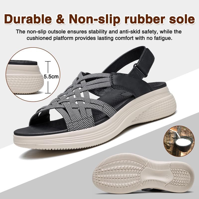 ziitop Women's Sandals Women Footwear Ladies Summer Sandals with Arch Support Comfortable Walking Beach shoes Flat Wedge for Dressy Vacation Travel Office Party Shopping Dating Nursing Water Sports image 3