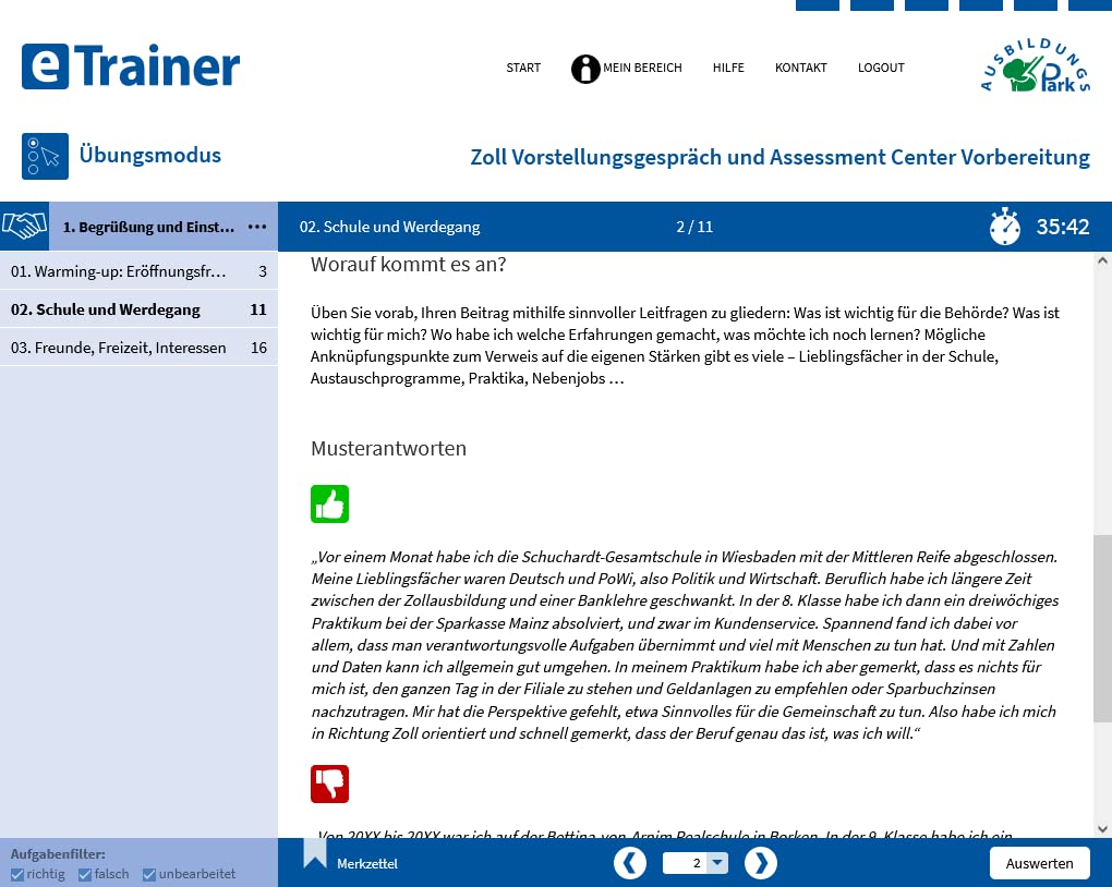 Zoll Vorstellungsgespräch und Assessment Center Vorbereitung | Online-Trainer + Buch (AZO) | Die häufigsten Fragen, die besten Antworten | Interview, Vortrag, Rollenspiel, Postkorbübung & Co.
