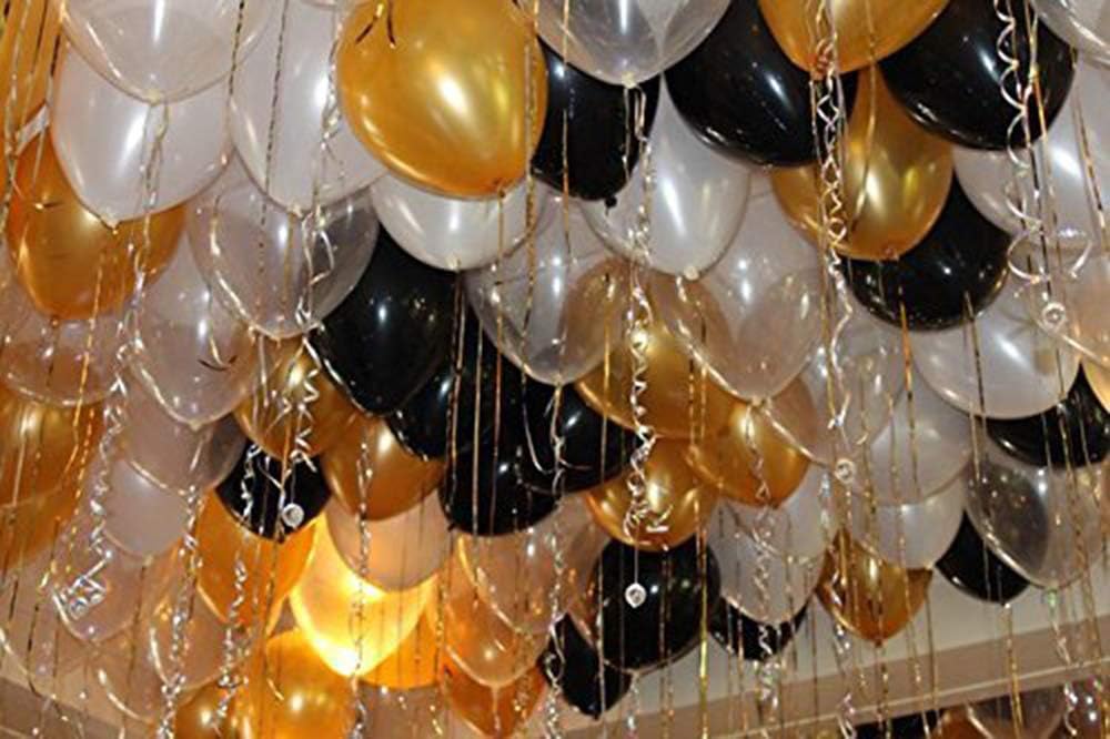 Themez Only Balloon Junction Metallic HD (Gold, Black & White) - 51 Pcs Pack