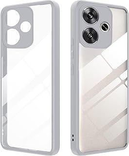 Dl3 Mobilak Compatible with Xiaomi Poco F6 Case Transparent, Military-Grade Shockproof Anti-Yellowing, Slim Protective Phone Case Full Bumper Cover With Camera Protective (Gray)