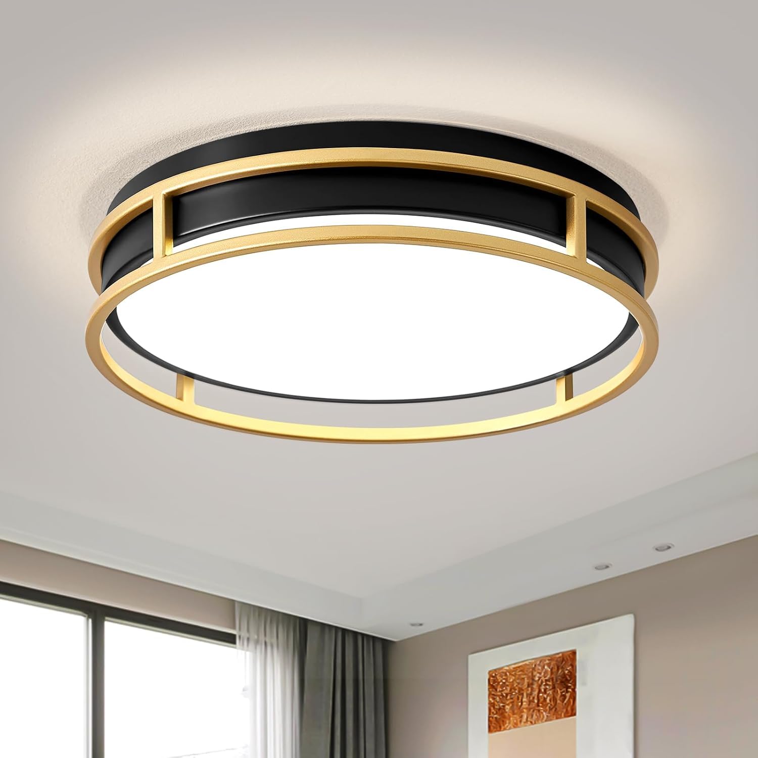 Vikaey Moderne Deckenlampe,Schwarz und Gold LED Deckenleucht