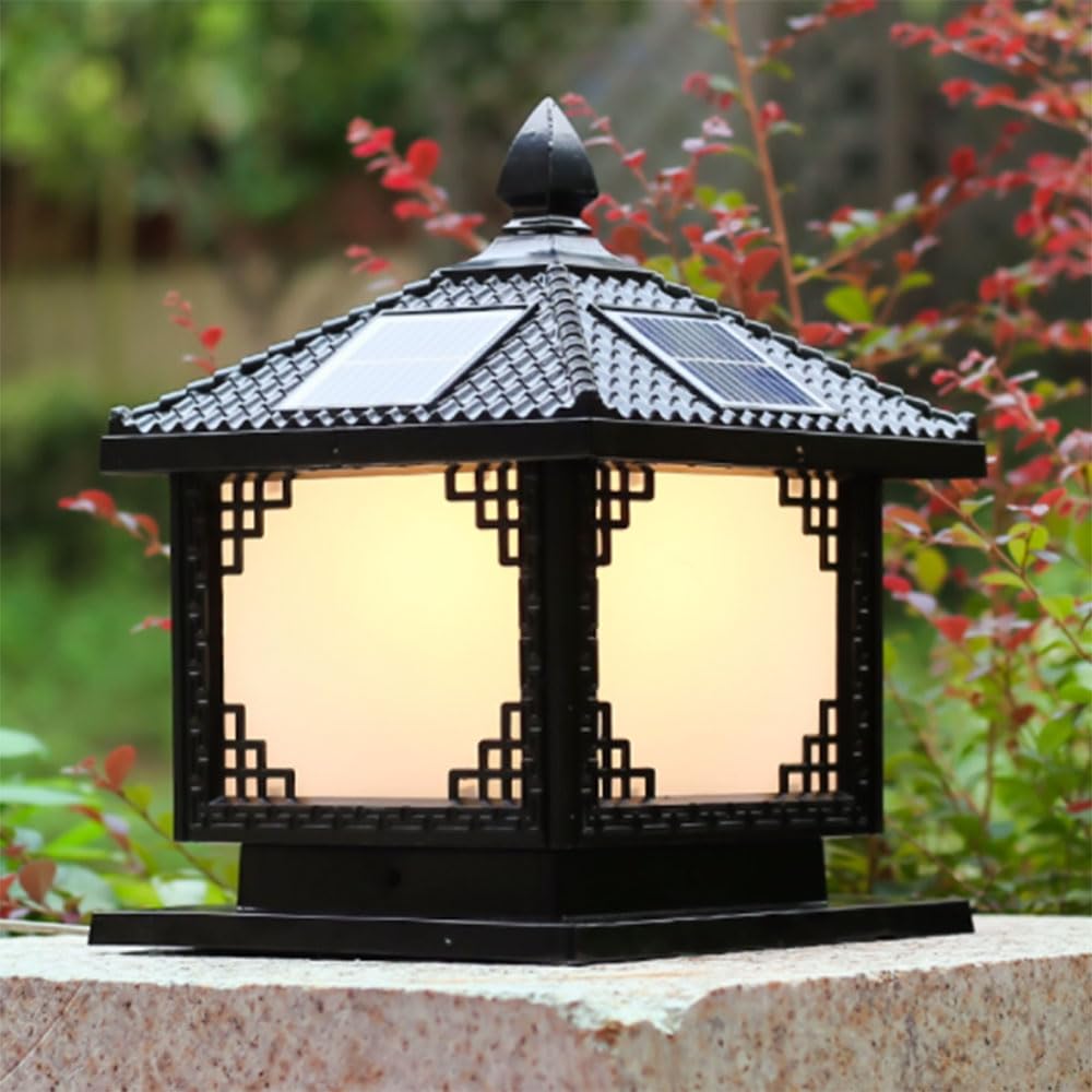 LED Waterproof Deck Lamp Post Light Solar Powered Light for Pathway Garden Rustic Industrial Exterior Pillar Pole Lantern