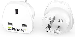 LENCENT 2X UK to Australia China Plug Adapter, Grounded Australian Travel Adapter for Australia New Zealand China Fiji Argentina and more (Type I)