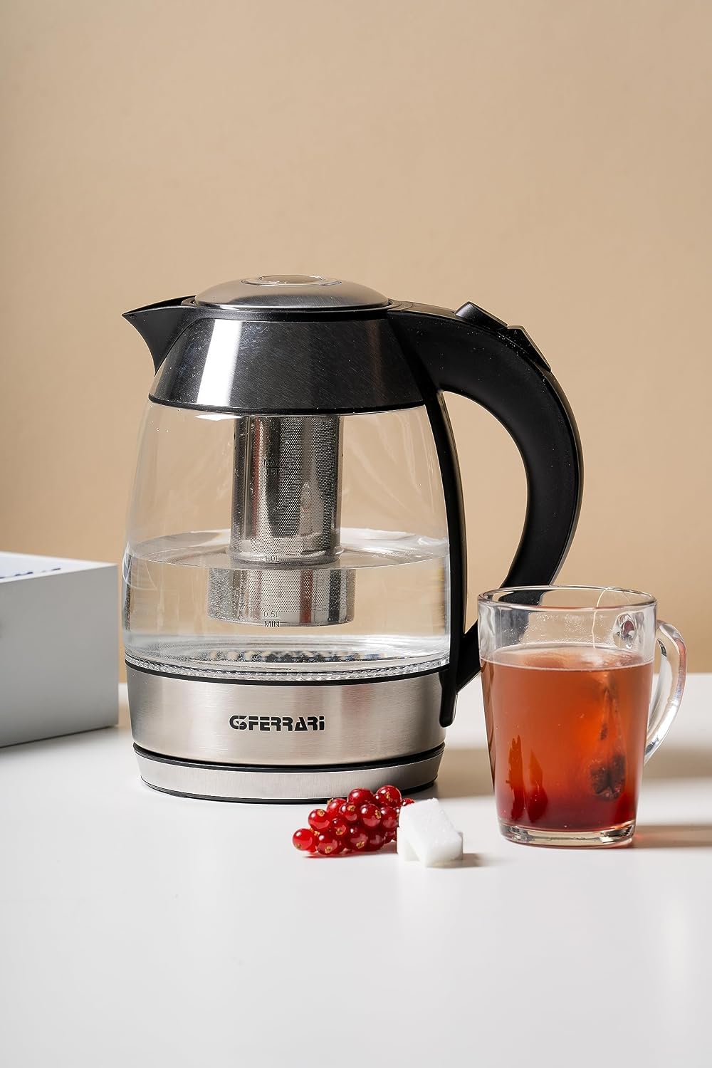 G3 Ferrari G10066 BolleBlu - Hervidor y tetera, 2200 W, 1,8 litros, vidrio, acero