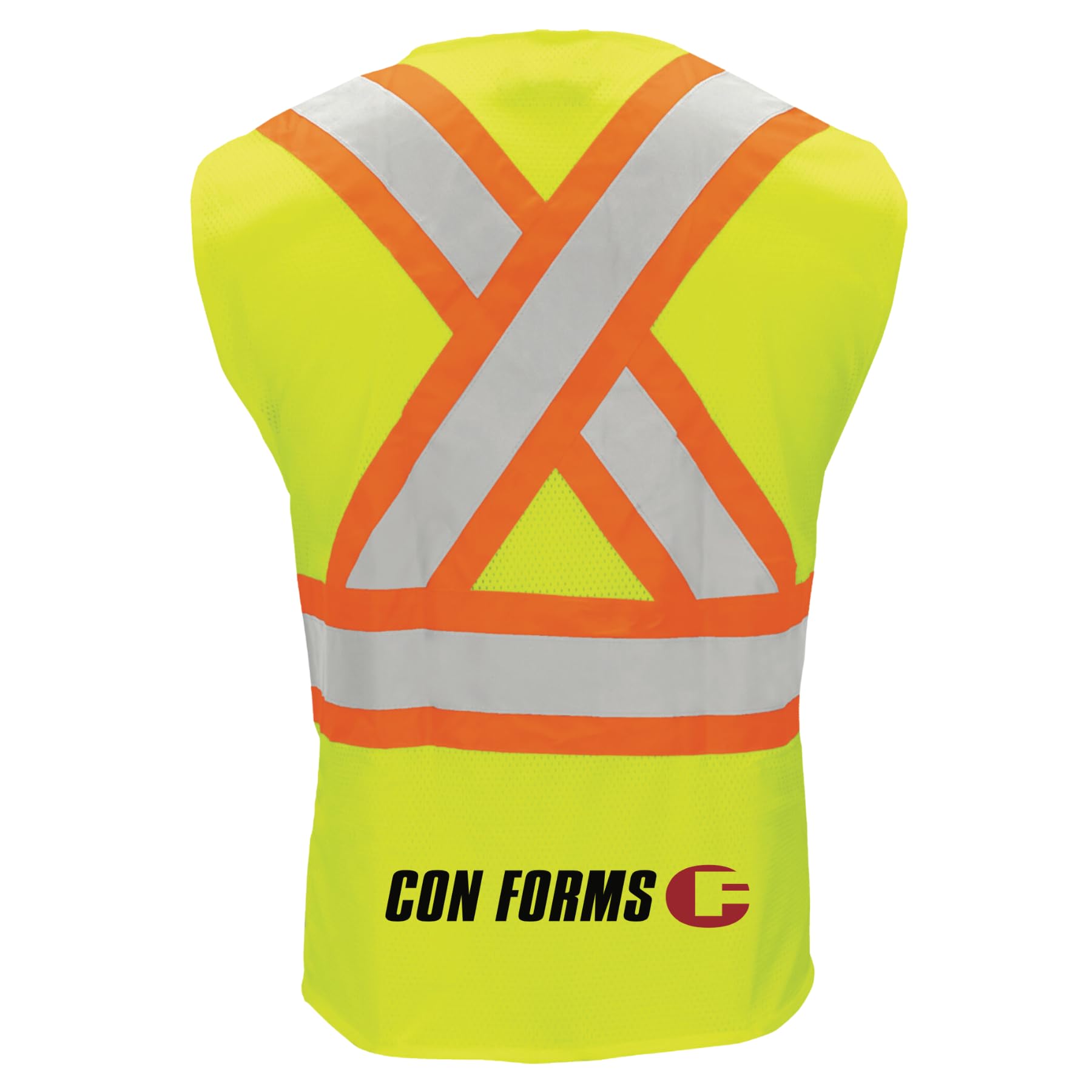 Con FormsConcrete Pump Operator Hi-Vis Safety Vest, Fire Retardant with X Pattern Back ANSI Class 2-Safety